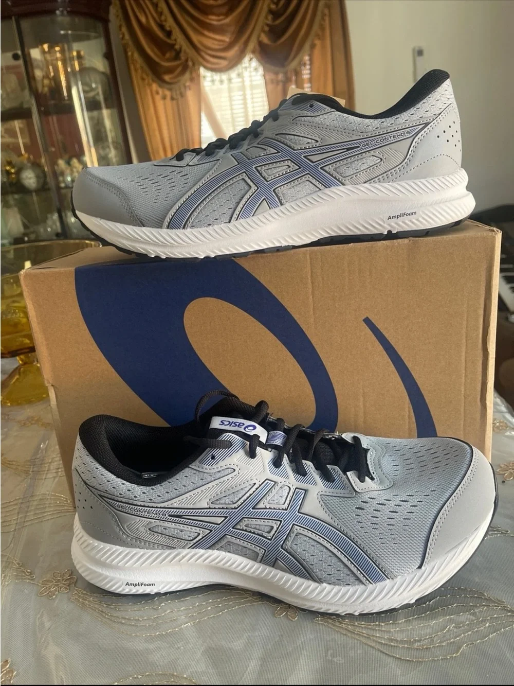 NWT asics men’s gel content 8 extra wide width running sneakers gray size 11.5 W